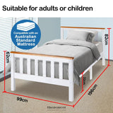 KINGSTON SLUMBER SINGLE WOODEN BED FRAME BASE WHITE TIMBER