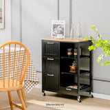 KITCHEN ISLAND CART WITH STORAGE DRAWERS SHELVES