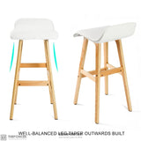 LA BELLA 2 SET 65CM WHITE WOODEN BAR STOOL SOPHIA LEATHER
