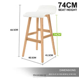 LA BELLA 2 SET 74CM WHITE WOODEN BAR STOOL SOPHIA LEATHER