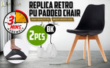LA BELLA 2 SET BLUE RETRO DINING CAFE CHAIR PADDED SEAT