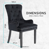 LA BELLA BLACK FRENCH PROVINCIAL DINING CHAIR RING STUDDED