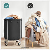LAUNDRY BASKET WITH WHEELS BLACK