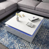 LED LIGHTS HIGH GLOSS COFFEE TABLE WITH STORAGE - WHITE
