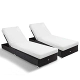 LONDON RATTAN 2PC PREMIUM OUTDOOR SUN LOUNGE BLACK