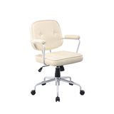 LOUISE WHITE FRAME FAUX LEATHER HOME OFFICE CHAIR IN BEIGE