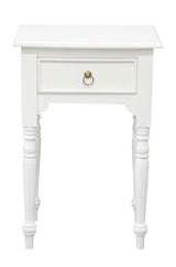 MILLY TURN LEG 1 DRAWER SIDE TABLE (WHITE)