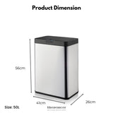 MIRAKLASS SENSOR BIN 50L WIDE BLACK SQUARE MK-SB-109-JR