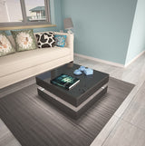 MODERN LARGE HIGH GLOSS COFFEE TABLE WITH LED LIGHTS BLACK