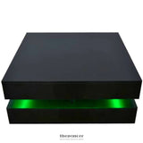 MODERN LARGE HIGH GLOSS COFFEE TABLE WITH LED LIGHTS BLACK