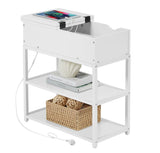 MULTI - TIER BEDSIDE TABLE WITH POWERBOARD WHITE