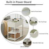 MULTI - TIER BEDSIDE TABLE WITH POWERBOARD WHITE