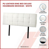 PU LEATHER KING BED DELUXE HEADBOARD BEDHEAD - WHITE
