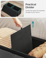 SONGMICS 109CM FOLDING STORAGE OTTOMAN BENCH BLACK