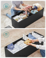 SONGMICS 109CM FOLDING STORAGE OTTOMAN BENCH BLACK