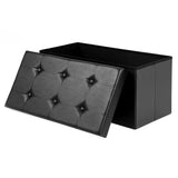 SONGMICS 76CM FOLDING STORAGE OTTOMAN BENCH FOOTREST BLACK