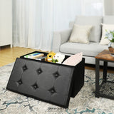 SONGMICS 76CM FOLDING STORAGE OTTOMAN BENCH FOOTREST BLACK