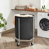 STEEL FRAME LAUNDRY BASKET WHEELS BLACK