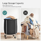 STEEL FRAME LAUNDRY BASKET WHEELS BLACK