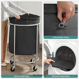 STEEL FRAME LAUNDRY BASKET WHEELS BLACK