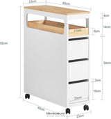 STORAGE CART NARROW CABINET WHEELS TRAY DRAWERS