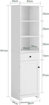 TALL BATHROOM STORAGE CABINET 3 SHELVES WHITE