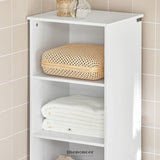 TALL BATHROOM STORAGE CABINET 3 SHELVES WHITE