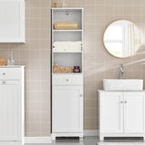 TALL BATHROOM STORAGE CABINET 3 SHELVES WHITE