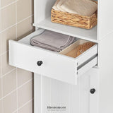TALL BATHROOM STORAGE CABINET 3 SHELVES WHITE