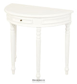 TURN LEG HALF ROUND SOFA TABLE (WHITE)