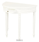 TURN LEG HALF ROUND SOFA TABLE (WHITE)