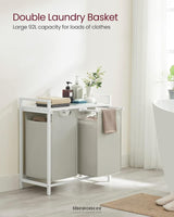 VASAGLE LAUNDRY HAMPER WITH SHELF AND PULL-OUT BAGS 2 X 46L