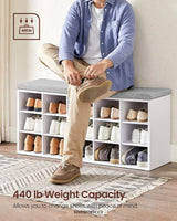 VASAGLE STORAGE SHOE BENCH 15 COMPARTMENTS WITH CUSHION