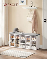 VASAGLE STORAGE SHOE BENCH 15 COMPARTMENTS WITH CUSHION