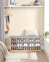 VASAGLE STORAGE SHOE BENCH 15 COMPARTMENTS WITH CUSHION