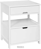 WHITE BEDSIDE TABLE WITH 2 DRAWERS