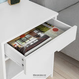 WHITE BEDSIDE TABLE WITH 2 DRAWERS