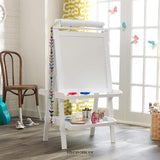 WHITE DELUXE WOOD EASEL SET FOR KIDS