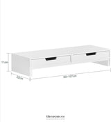 WHITE MONITOR STAND WITH DRAWERS
