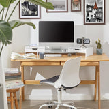 WHITE MONITOR STAND WITH DRAWERS
