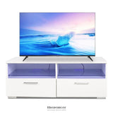WHITE TV CABINET WITH LED LIGHTS WITH RGB REMOTE CONTROL