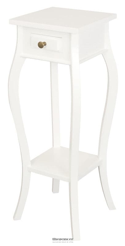 1 DRAWER CABRIOL LEG PLANT STAND (WHITE)