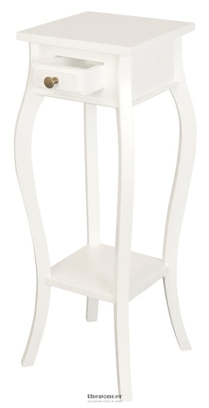 1 DRAWER CABRIOL LEG PLANT STAND (WHITE)