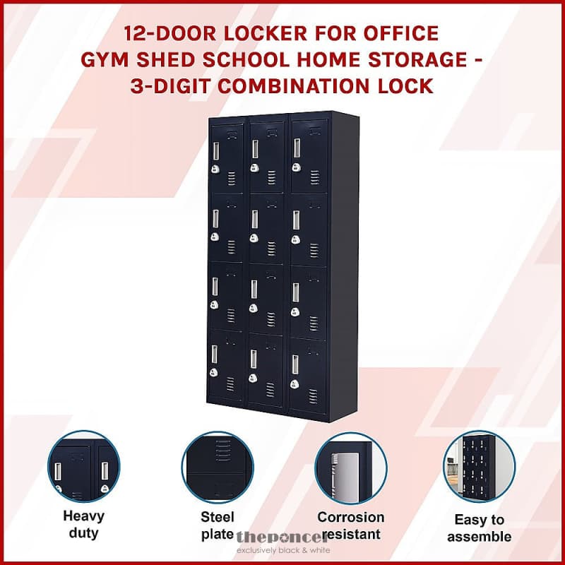 12-DOOR LOCKER FOR OFFICE GYM SHED SCHOOL HOME STORAGE