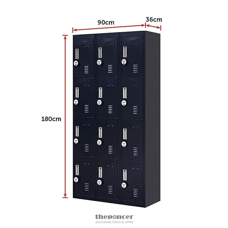 12-DOOR LOCKER FOR OFFICE GYM SHED SCHOOL HOME STORAGE