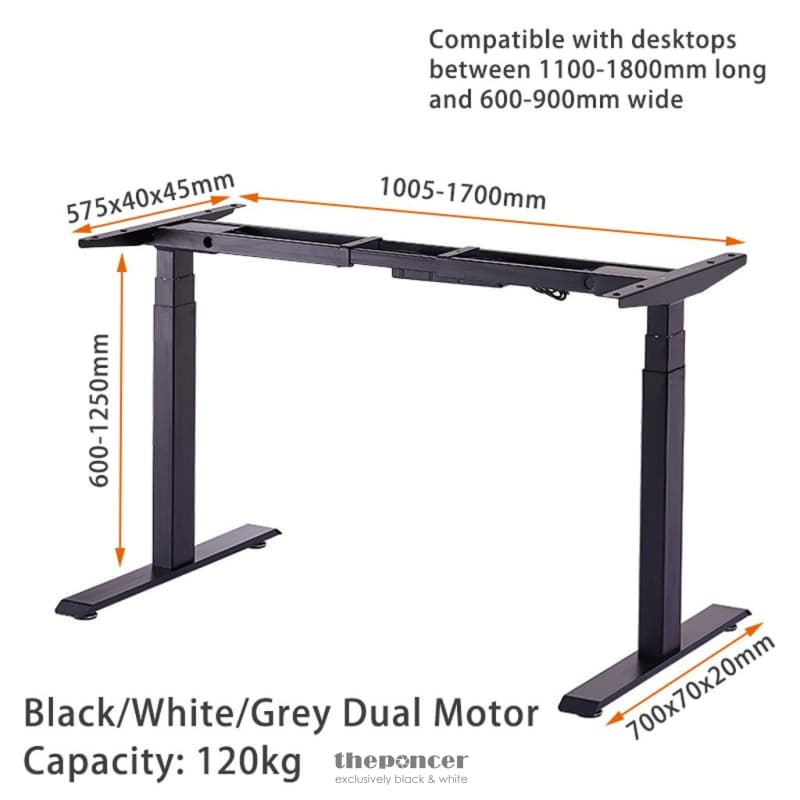 120CM STANDING DESK HEIGHT ADJUSTABLE SIT BLACK STAND