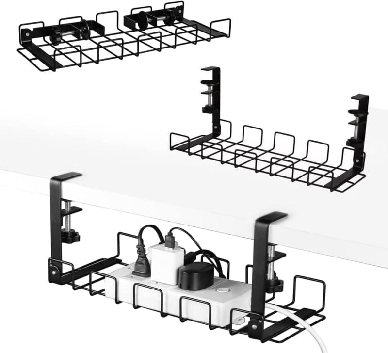 2 PACK UNDER DESK CABLE MANAGEMENT TRAY BLACK