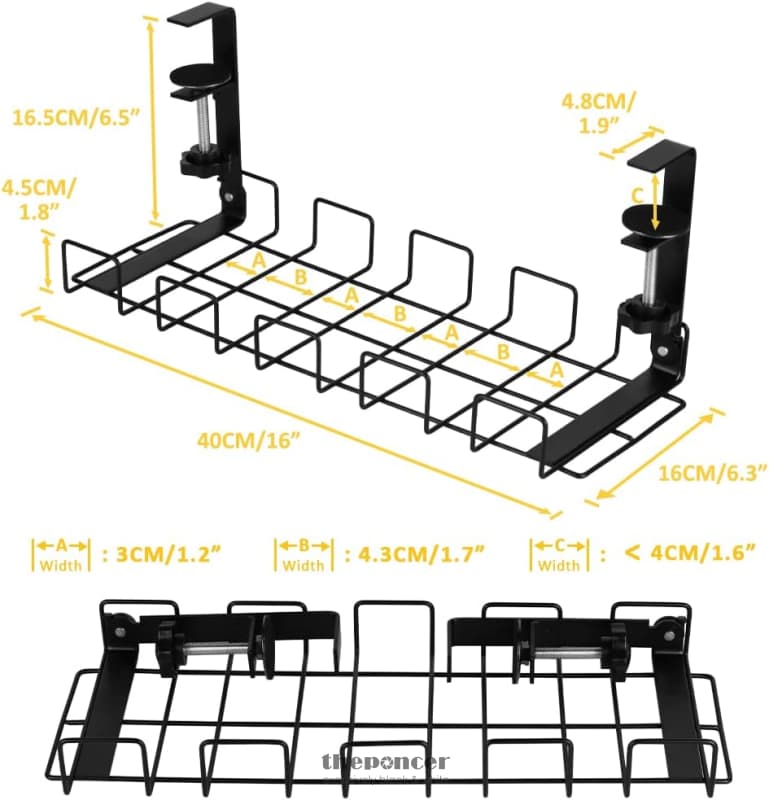 2 PACK UNDER DESK CABLE MANAGEMENT TRAY BLACK