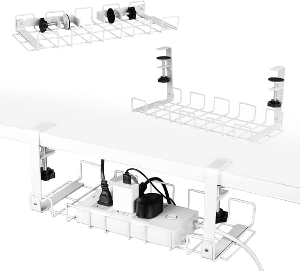 2 PACK UNDER DESK CABLE MANAGEMENT TRAY WHITE