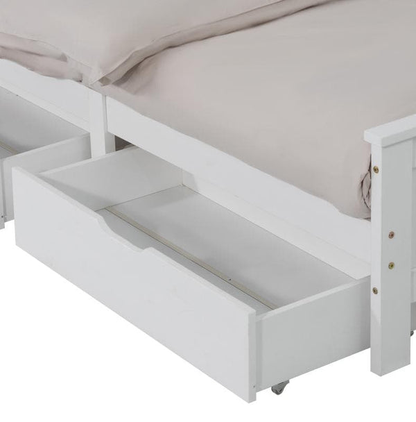 2 X WOODEN BED FRAME STORAGE TRUNDLE DRAWERS-WHITE